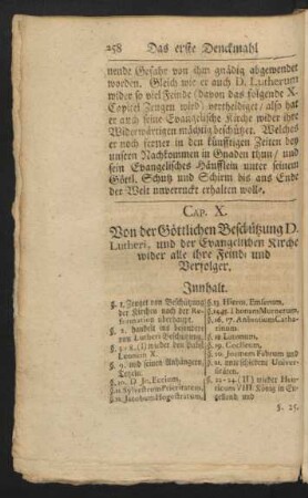 Cap. X. Von der Göttlichen Beschützung D. Lutheri, und der Evangelischen Kirche wider alle ihre Feinde und Verfolger.
