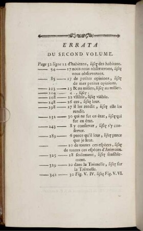 Errata Du Second Volume.