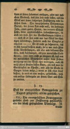 §. 19. Daß die evangelischen Beweggründe zur Tugend gesegneter, als die gesetzlichen