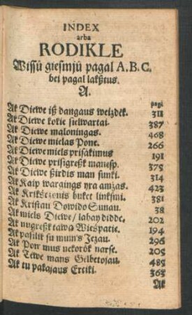 Index arba Rodikale