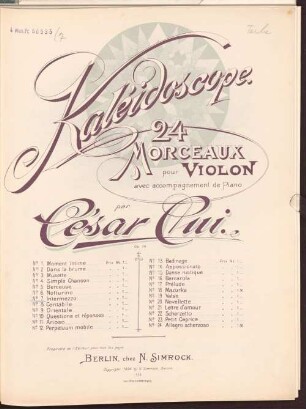 Kaléidoscope : 24 morceaux pour violon avec accompagnement de piano : op. 50. No. 7, Intermezzo