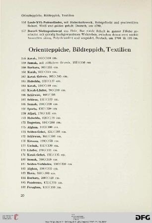 Orientteppiche, Bildteppich, Textilien (Nr. 158-270)