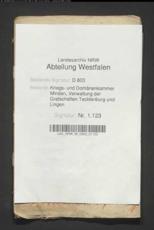 Landschaftskapital des Alexander v. Grote zu Vortlage