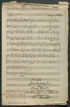 Galops, pf - BSB Mus.Schott.Ha 3498-2 : [heading:] Gallopade [corrected to: Galopade] // [erased: und // Walzer] // { aus der neuen Oper: Der Doktor, von Herold // arrangirt von J. D. Anton // arr: par Anton