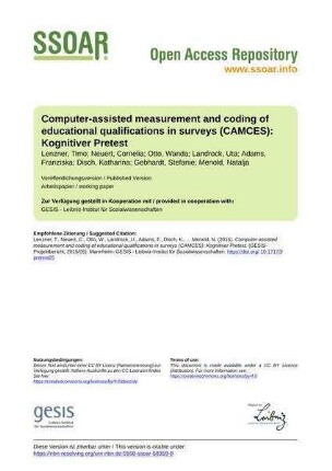 Computer-assisted measurement and coding of educational qualifications in surveys (CAMCES): Kognitiver Pretest