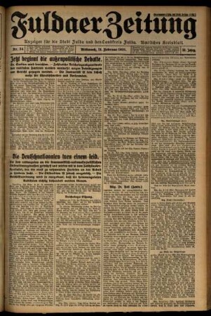 Erste Ausgabe vom Mittwoch, den 11. Februar 1931.