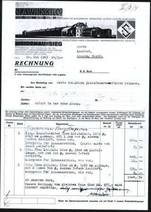 Firmenbriefkopf Slawinski & Co, GMBH, Fabrik für Blecharbeiten - Apparatebau - Autogen u. Elektro -Schweisserei