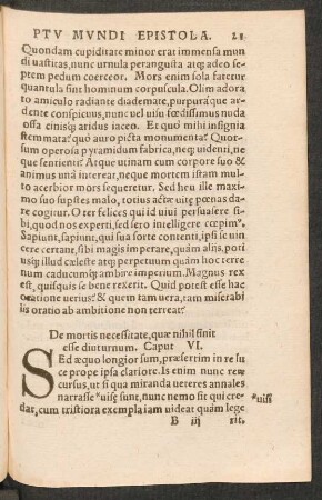 De mortis necessitate, quae nihil sinit esse diuturnum. Caput VI.