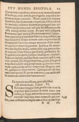 De mortis necessitate, quae nihil sinit esse diuturnum. Caput VI.