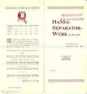 Hansa-Butter-Maschine, Hansa-Separator