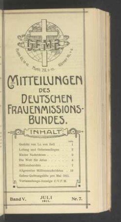 Nr. 7. Juli 1911