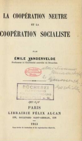 La coopération neutre et la coopération socialiste