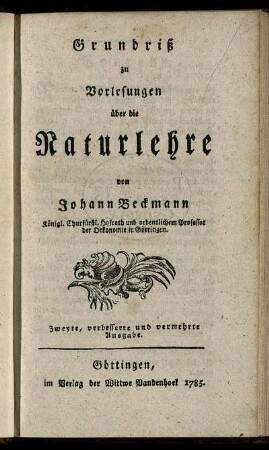 Grundriß zu Vorlesungen über die Naturlehre
