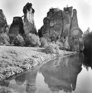 Blick auf die Externsteine. Horn Bad-Meinberg