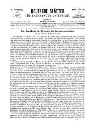 Zur Geschichte der Methodik des Zeichenunterrichtes
