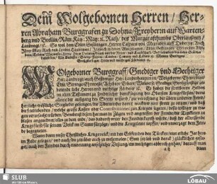 Dem Wolgebornen [Vorrede Demantius, deutsch]
