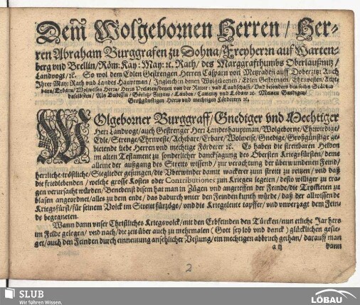 Dem Wolgebornen [Vorrede Demantius, deutsch]