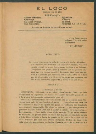 El loco : Juguete en un acto
