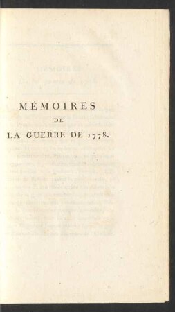 Mémoires De La Guerre De 1778