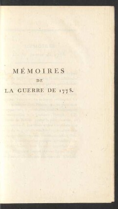 Mémoires De La Guerre De 1778