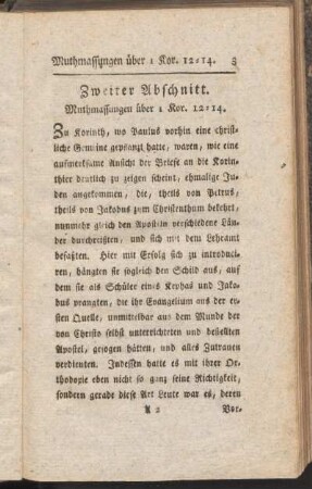 Zweiter Abschnitt: Muthmassungen über 1. Kor. 12-14