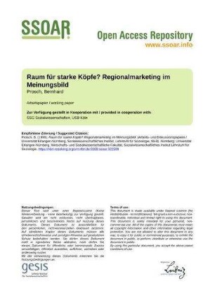 Raum für starke Köpfe? Regionalmarketing im Meinungsbild