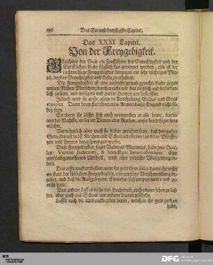 Das XXXI. Capitel. Von der Freygebigkeit.