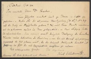 Brief an Ludwig Strecker  und B. Schott's Söhne : 01.10.1899