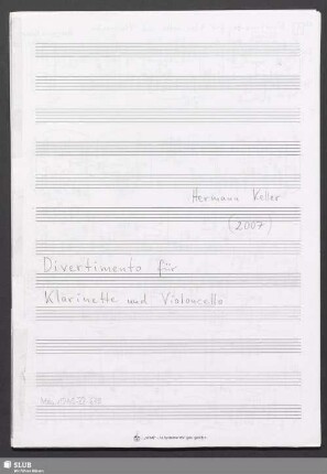 Divertimentos - Mus.15445-ZZ-679 : vlc, cl