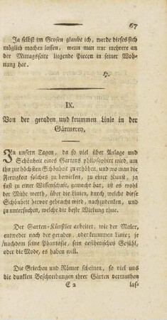 IX. Von der geraden und krummen Linie in der Gärtnerey
