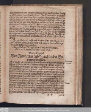 Das 5. Capitel. Von Gewächsen und Früchten der Erden und Bäumen.