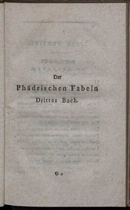 Der Phädrischen Fabeln. Drittes Buch.