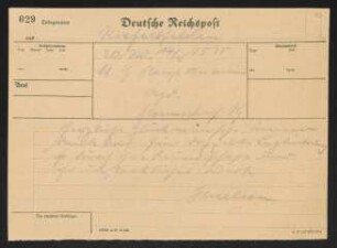 Brief von Hans von Hülsen an Gerhart Hauptmann