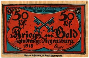 Geldschein / Notgeld, 50 Pfennig, 1918