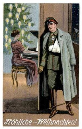 Weihnachts- und Neujahrs-Glückwunschkarten: Nr. 1503: (Verwundeter kehrt am Hlg.Abend überraschend heim)