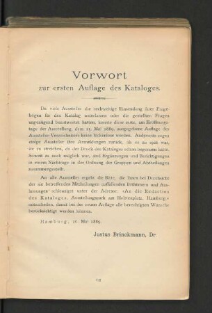 Vorwort zur ersten Auflage des Kataloges.