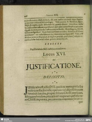 Locus XVI. De Justificatione
