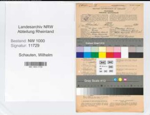 Entnazifizierung Wilhelm Schauten, geb. 31.07.1896 (Kaufm.Angest.)