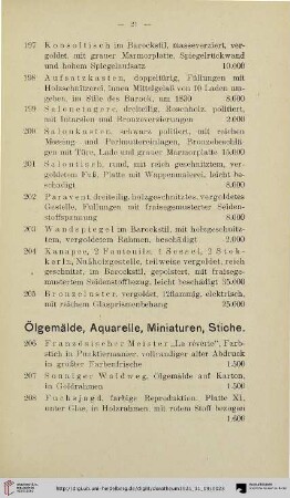 Ölgemälde, Aquarelle, Miniaturen, Stiche (Nr. 206-243)