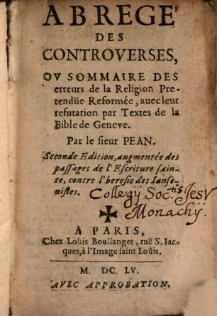 Abrégé des Controverses