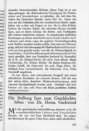 Die Stellung Jesu zum Geschlechtsleben