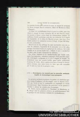 § III. Description du travail par la nouvelle méthode rapide et économique sous pression