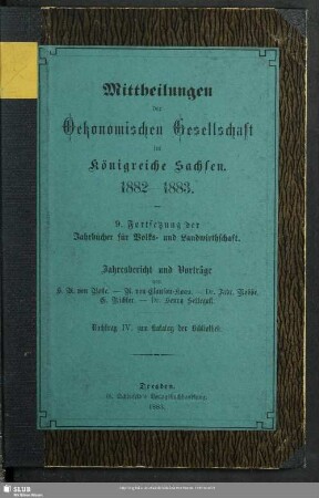 Nachtr.: 4.1883: Bibliothek der Ökonomischen Gesellschaft im Königreiche Sachsen : Zugänge vom ...