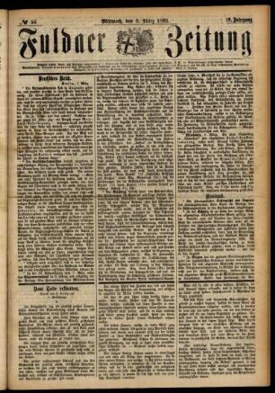 Ausgabe vom Mittwoch, den 09. März 1892.
