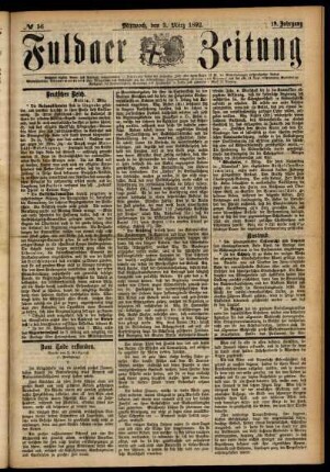 Ausgabe vom Mittwoch, den 09. März 1892.