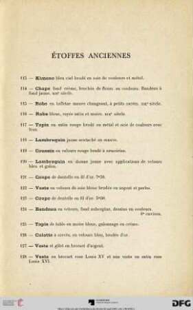 Ètoffes Anciennes (Nr. 113-171)
