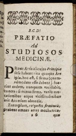 Præfatio Ad Studiosos Medicinæ.