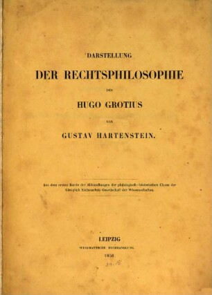 Darstellung der Rechtsphilosophie des Hugo Grotius