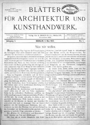No. 1, 1. Mai 1888