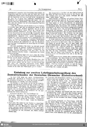 Einladung zur zweiten Lehrlingsarbeitenprüfung des Zentralverbandes der Deutschen Uhrmacher (Einheitsverband)